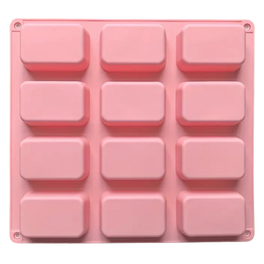 12-Cavity Square Silicone Soap Mold – DIY Handmade Crafting Tool for Soaps (4.8cm x 7.3cm)