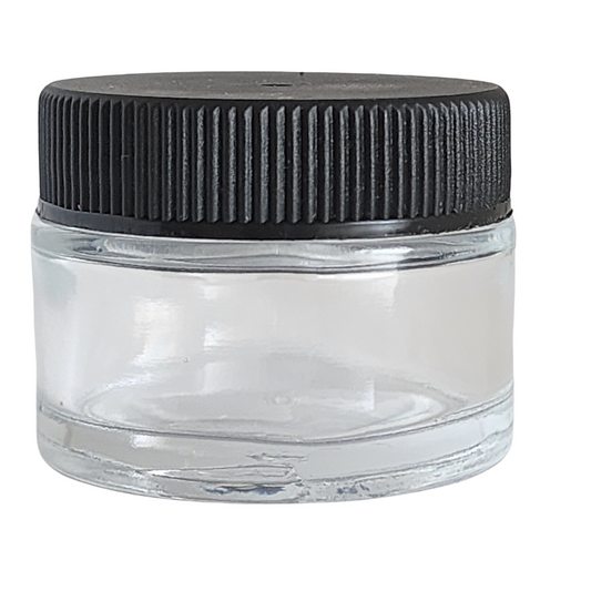 Clear Glass Ointment Jar With Black Cap