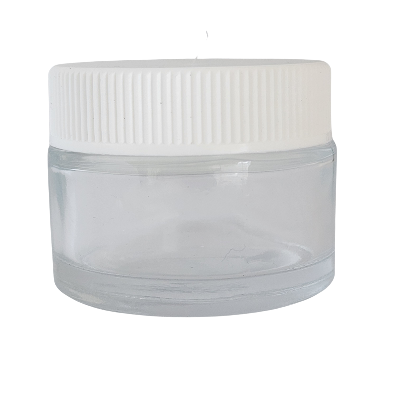 Clear Glass Ointment Jar With White Cap