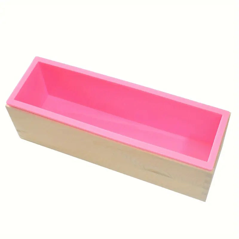 Silicone Soap Making Mold with Wooden Storage Box (28cm x 9cm x 7cm)