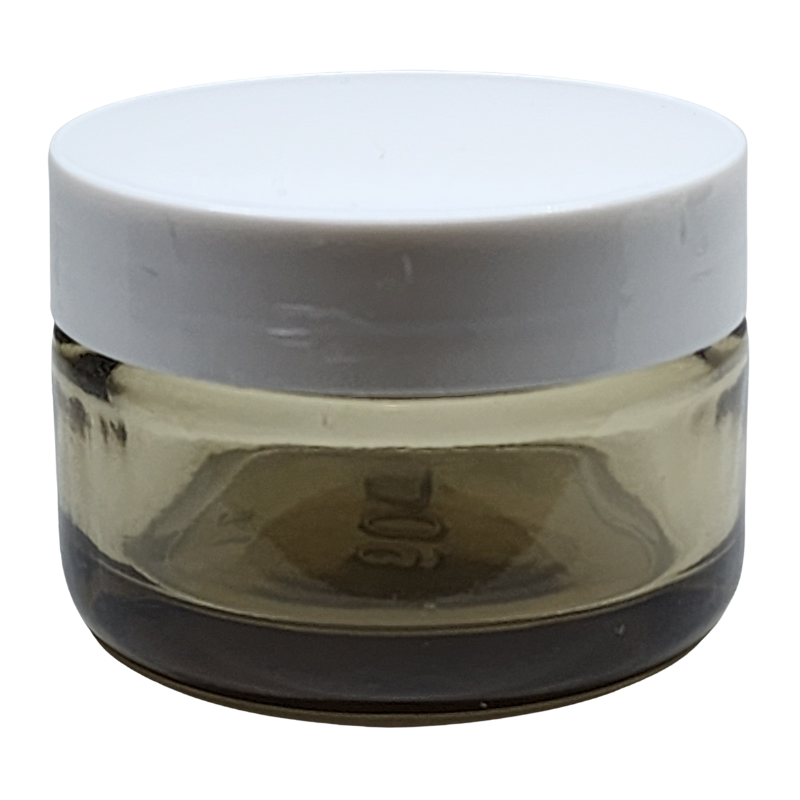 Tinted Glass Ointment Jar With White  Cap