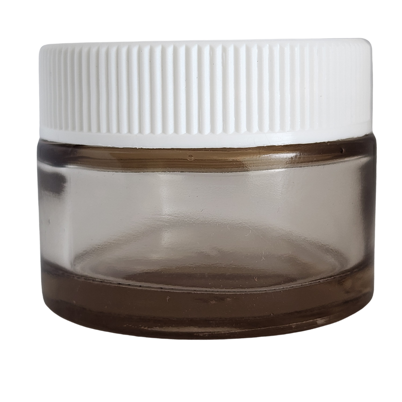 Tinted Glass Ointment Jar With White  Cap